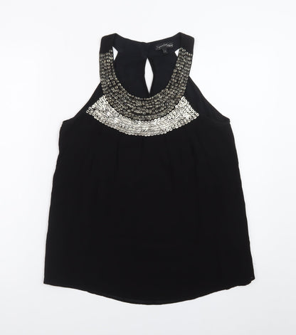 Next Women’s Black Beaded Halter Camisole Blouse Size 12
