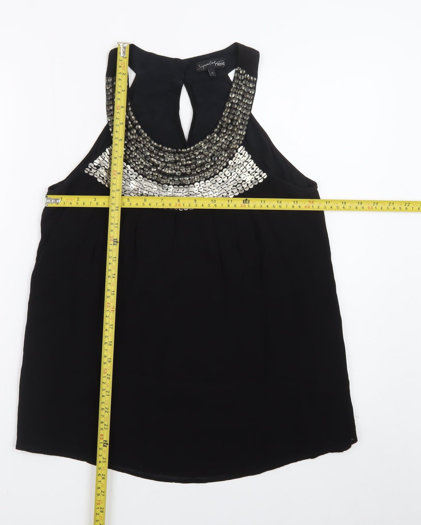 Next Women’s Black Beaded Halter Camisole Blouse Size 12