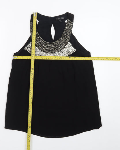 Next Women’s Black Beaded Halter Camisole Blouse Size 12