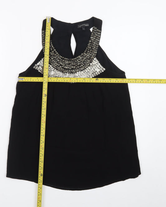 Next Women’s Black Beaded Halter Camisole Blouse Size 12