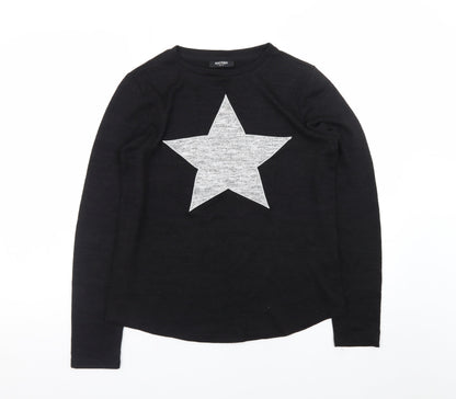 Nocozo Womens Black Long Sleeve Star Print T-Shirt Size 12