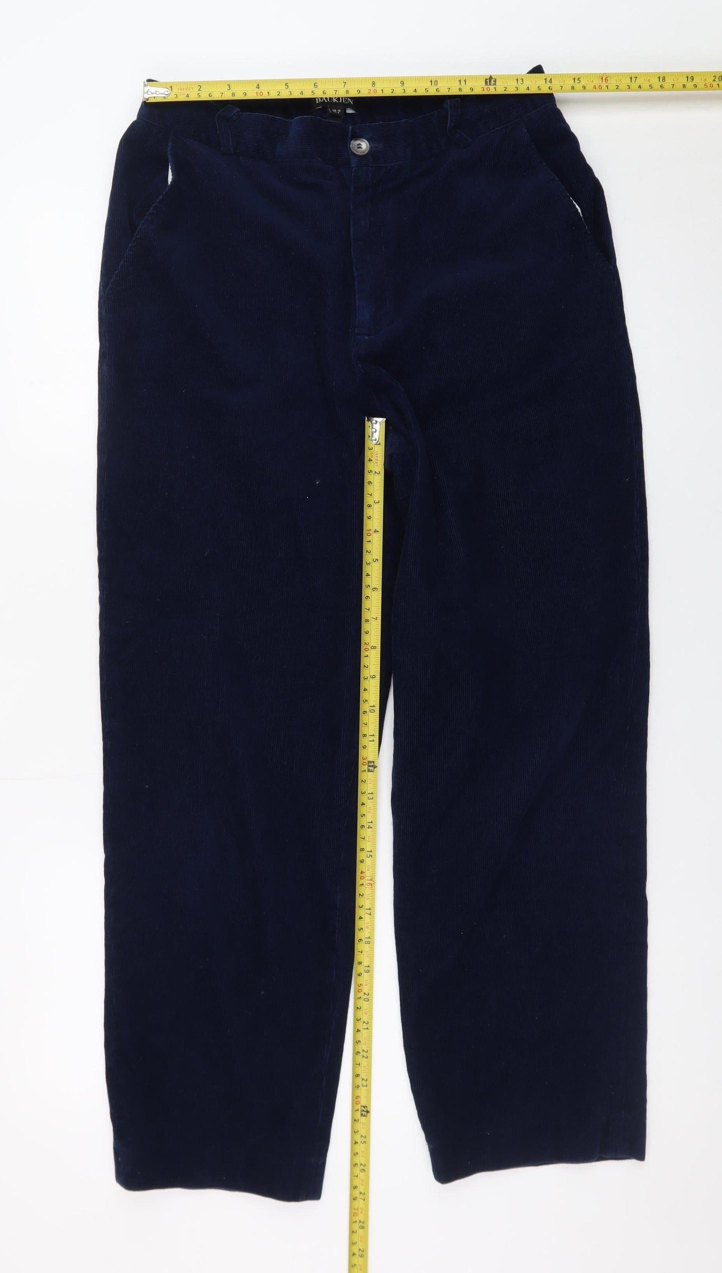 Baukjen Navy Corduroy Trousers Men Blue Size M Relaxed Fit