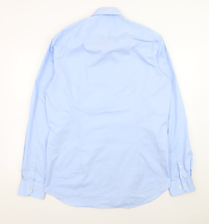 Moss 1851 Men's Blue Tailored Fit Long Sleeve Formal Dress Shirt 2XL