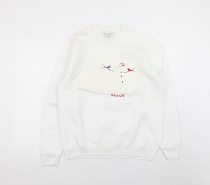 Lee Women White Minnesota Snowman Heavyweight Sweatshirt M