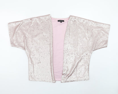New Look Petite Pink Sequin Kimono Jacket Women's Size 6
