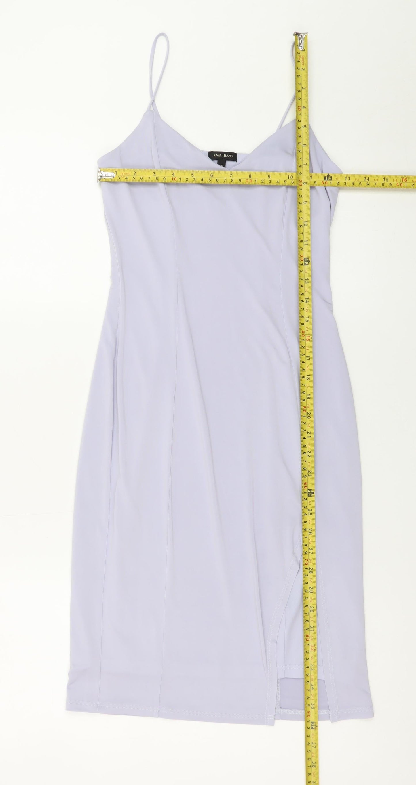 River Island Women Purple Size 6 V-Neck Slip Dress