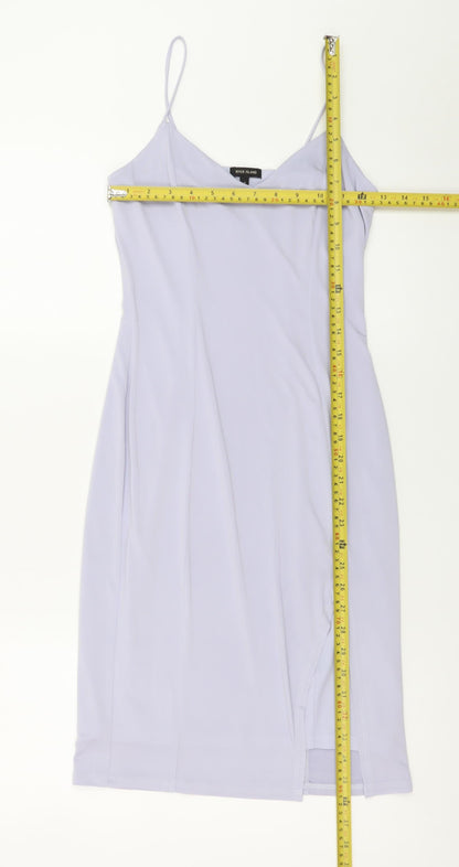 River Island Women Purple Size 6 V-Neck Slip Dress