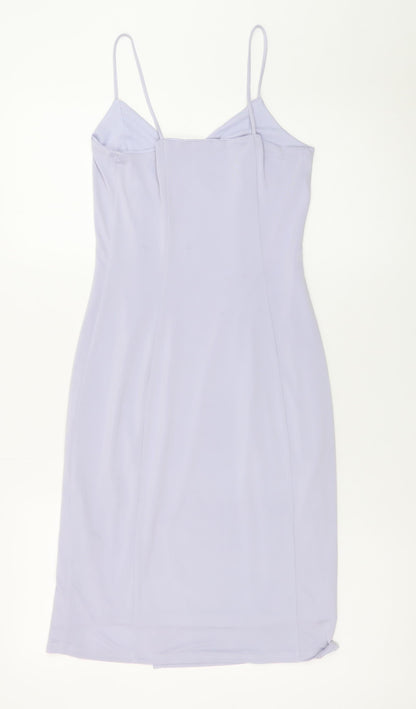 River Island Women Purple Size 6 V-Neck Slip Dress