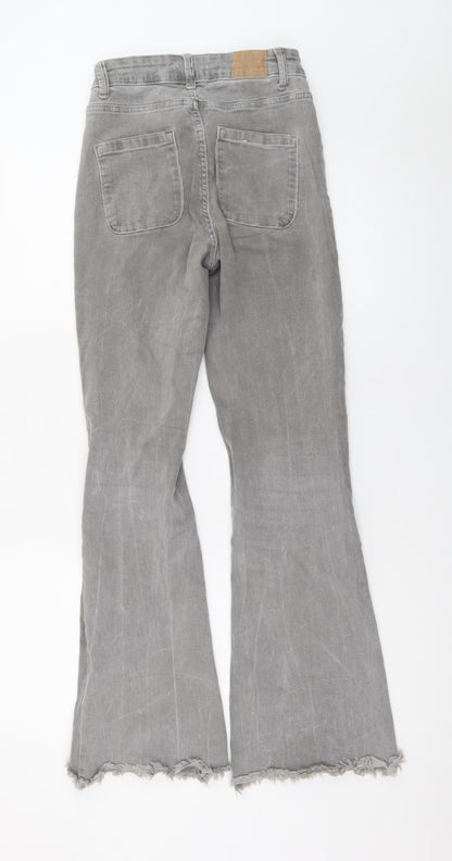 Green Coast Women’s Grey Flared High Rise Button Denim Jeans Size 32