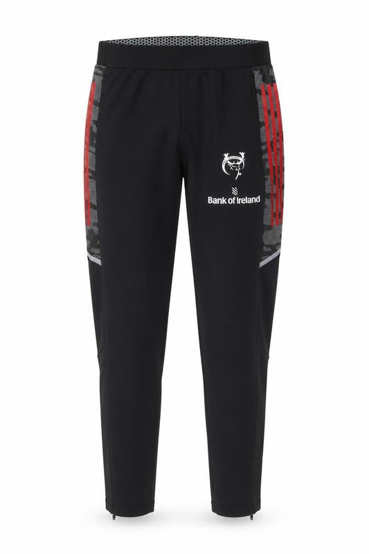Front view of Adidas Men Black Jogger Sweatpants Medium Tapered Red Stripe Sportswear