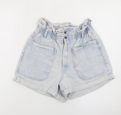 Savida Women’s Blue Paperbag Denim Shorts Size 8 High Waist