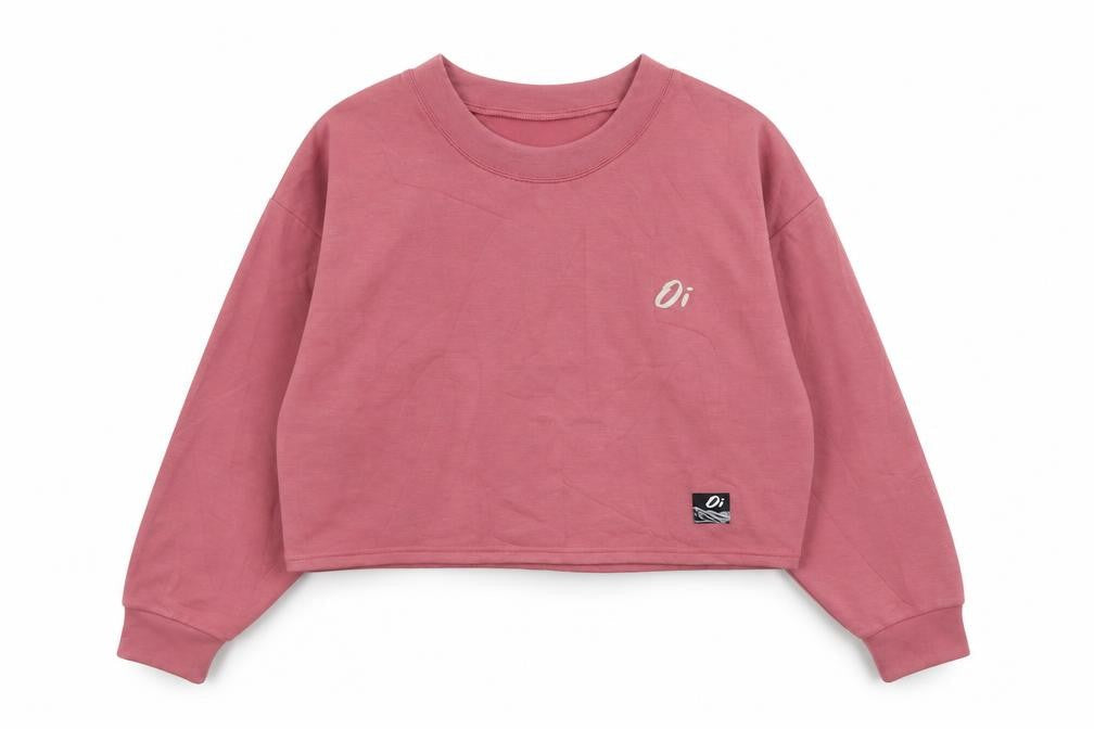 Outsidein Women Pink Cropped Pullover Sweatshirt Size S
