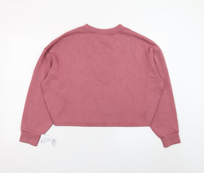 Outsidein Women Pink Cropped Pullover Sweatshirt Size S