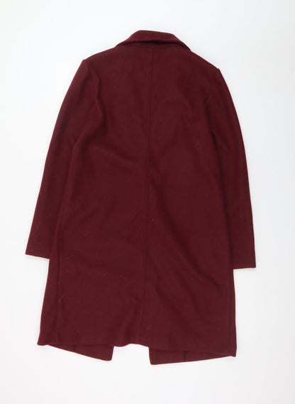 Stradivarius Women's Red Long Overcoat Size 10 Polyester