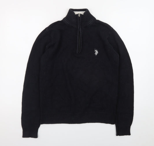 U.S. Polo Assn. Men’s Black Small 1/4 Zip Cotton Jumper