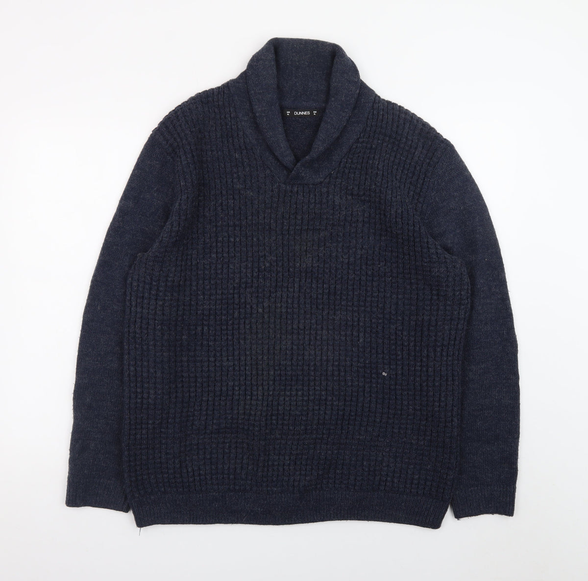 Dunnes Mens Blue XL Collared Chunky Knit Pullover Jumper