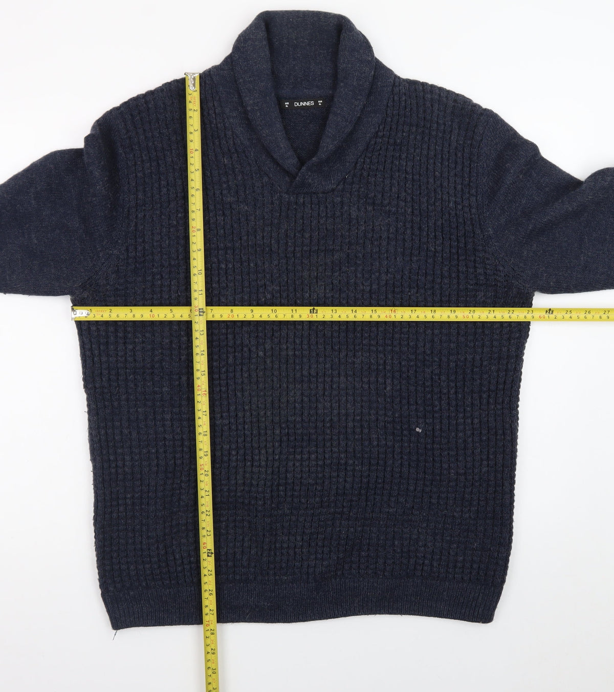 Dunnes Mens Blue XL Collared Chunky Knit Pullover Jumper