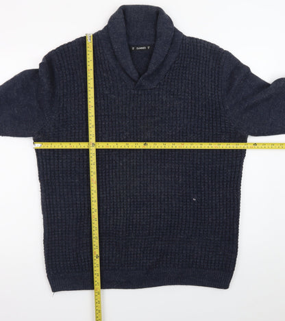 Dunnes Mens Blue XL Collared Chunky Knit Pullover Jumper