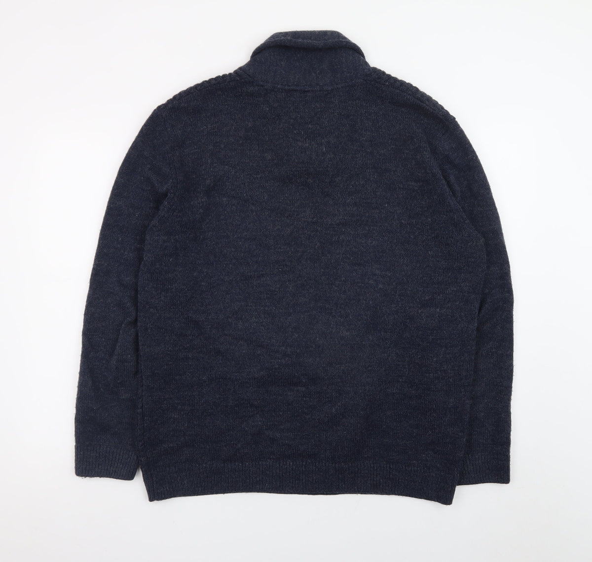 Dunnes Mens Blue XL Collared Chunky Knit Pullover Jumper