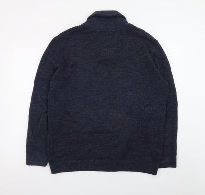 Dunnes Mens Blue XL Collared Chunky Knit Pullover Jumper