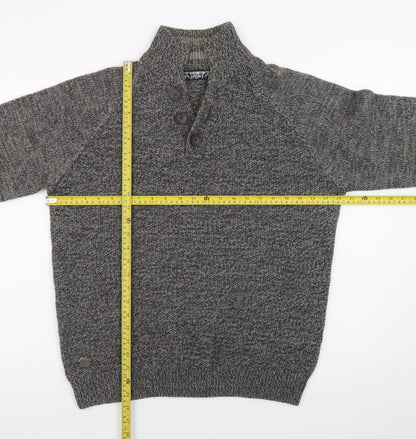 Kensington Eastside Men's Grey L Henley Knit Jumper