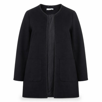 H&M Womens Black Size 8 Long Collarless Open Front Coat