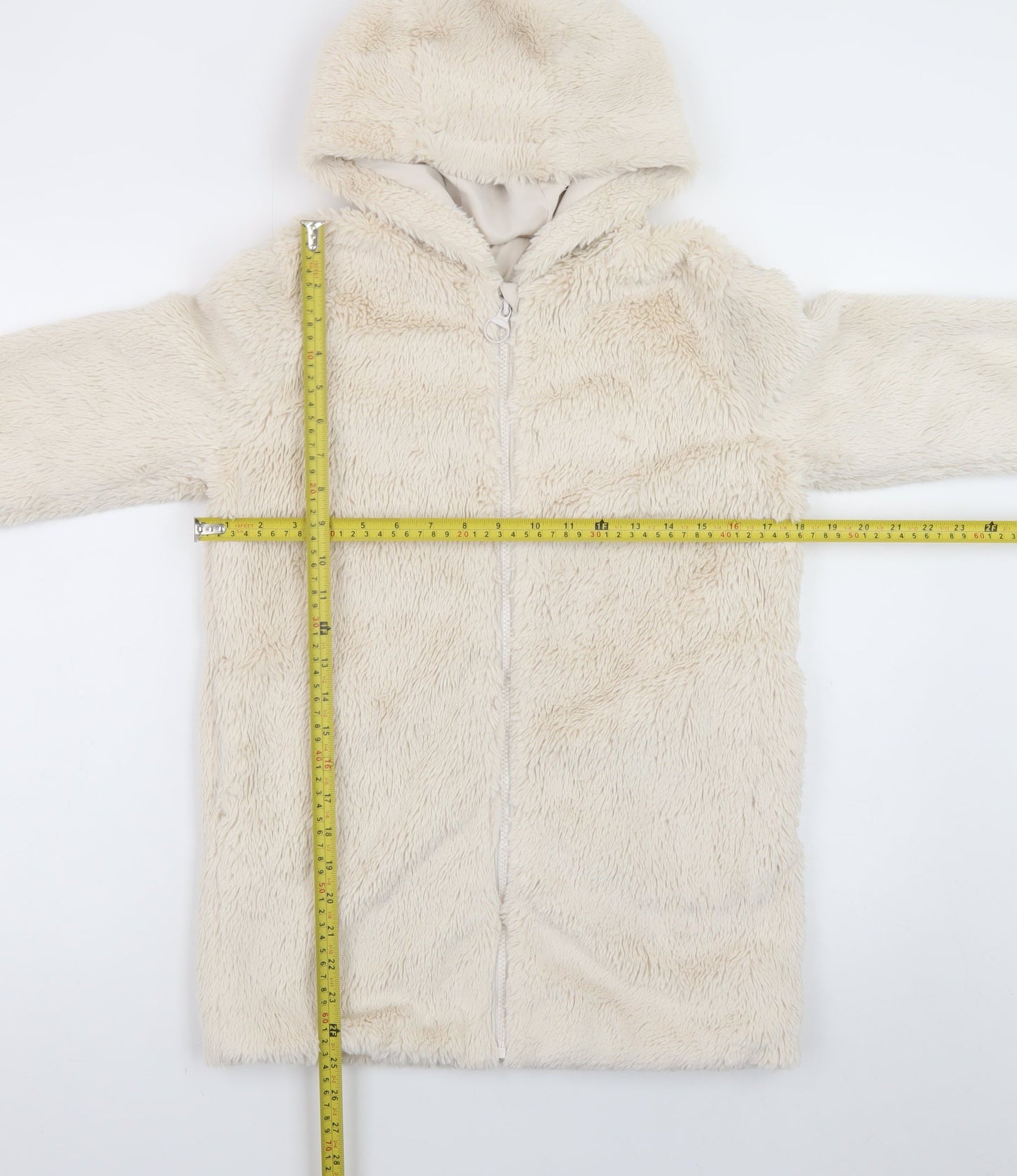 Dunnes Stores Girls Ivory Fleece Full Zip Hoodie Age 10-11 Years