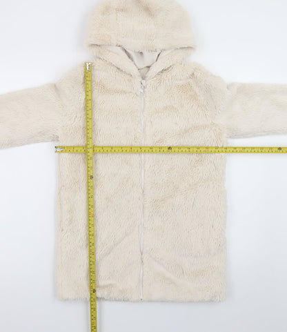 Dunnes Stores Girls Ivory Fleece Full Zip Hoodie Age 10-11 Years
