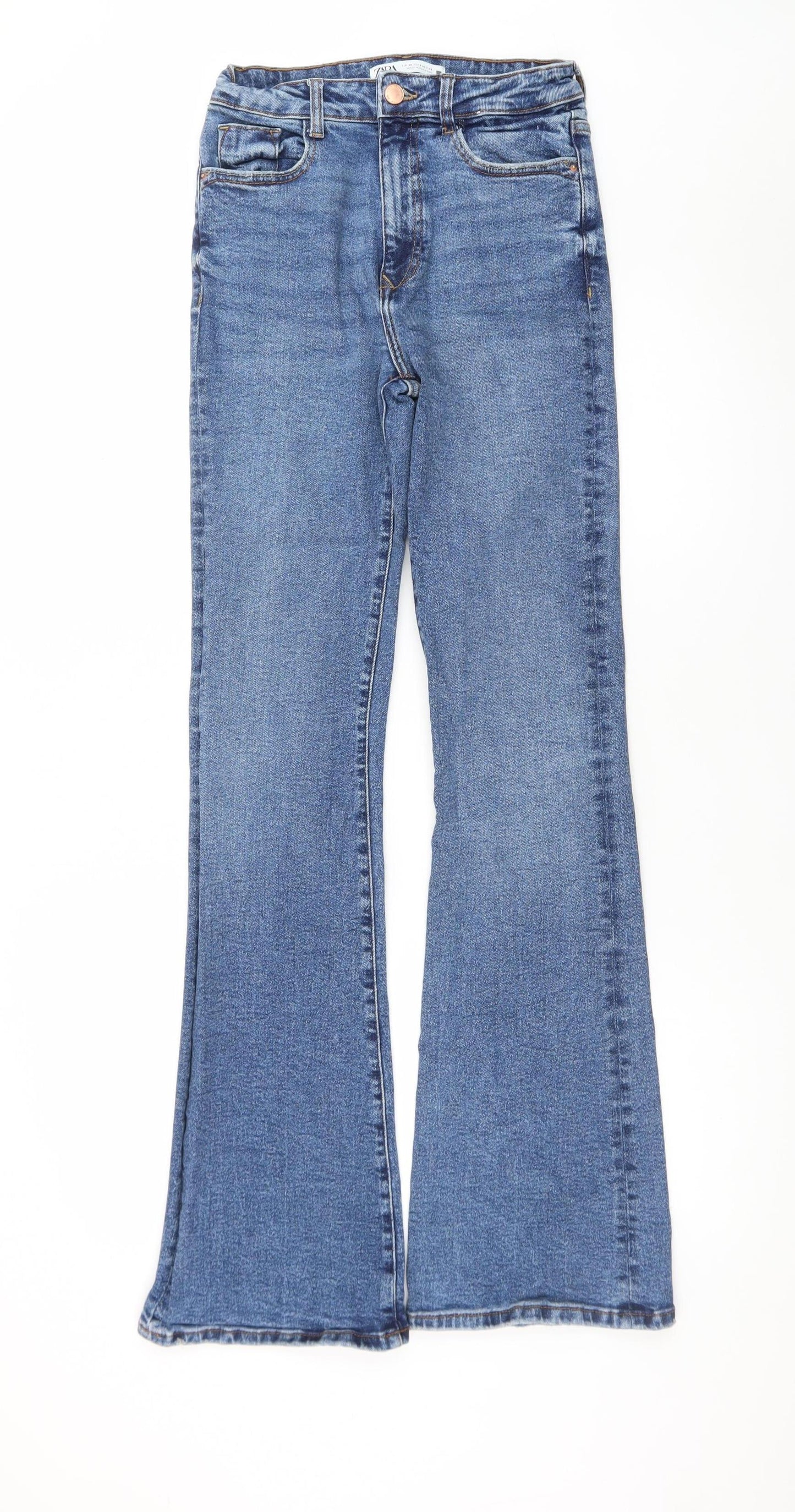 Zara Women Blue Flared Stretch Denim Jeans Size 10