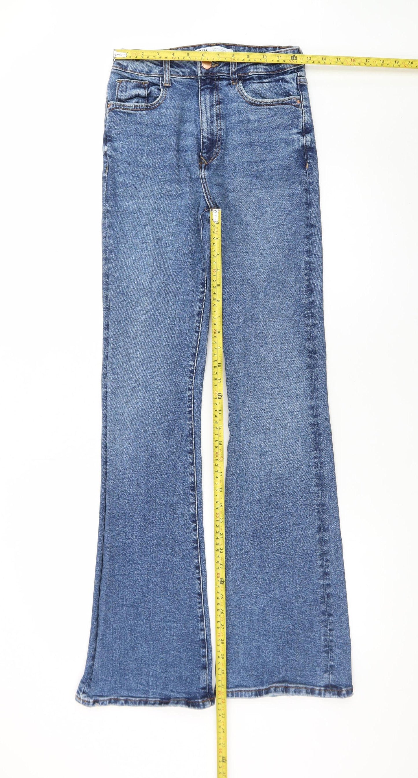 Zara Women Blue Flared Stretch Denim Jeans Size 10