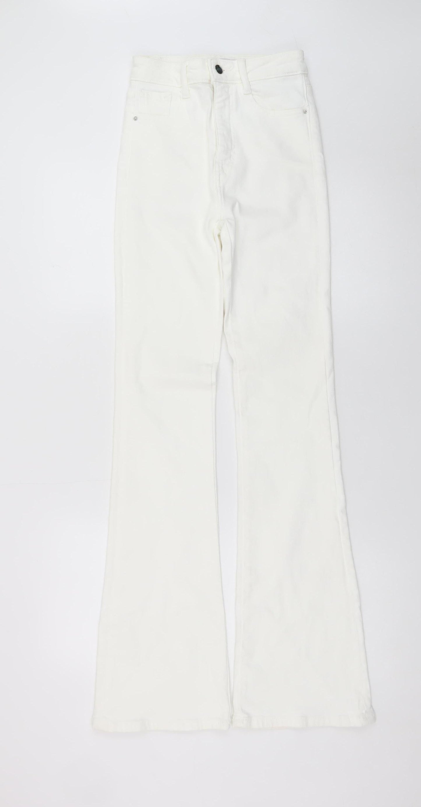 ZARA Women's White Flared High-Rise Jeans Size 6