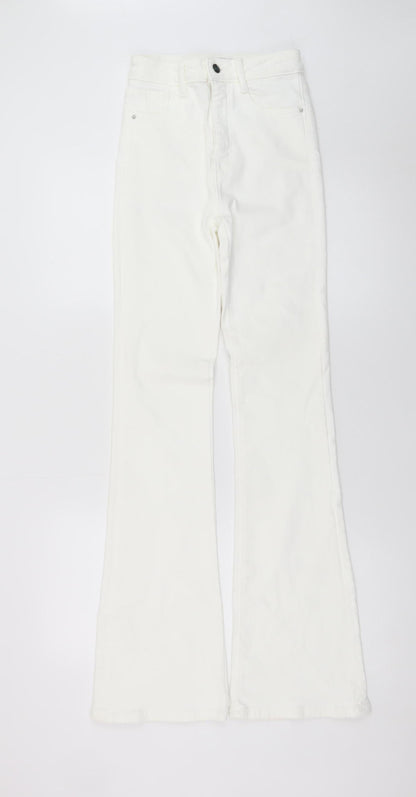 ZARA Women's White Flared High-Rise Jeans Size 6