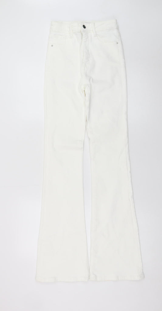 ZARA Women's White Flared High-Rise Jeans Size 6