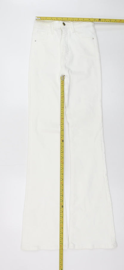 ZARA Women's White Flared High-Rise Jeans Size 6
