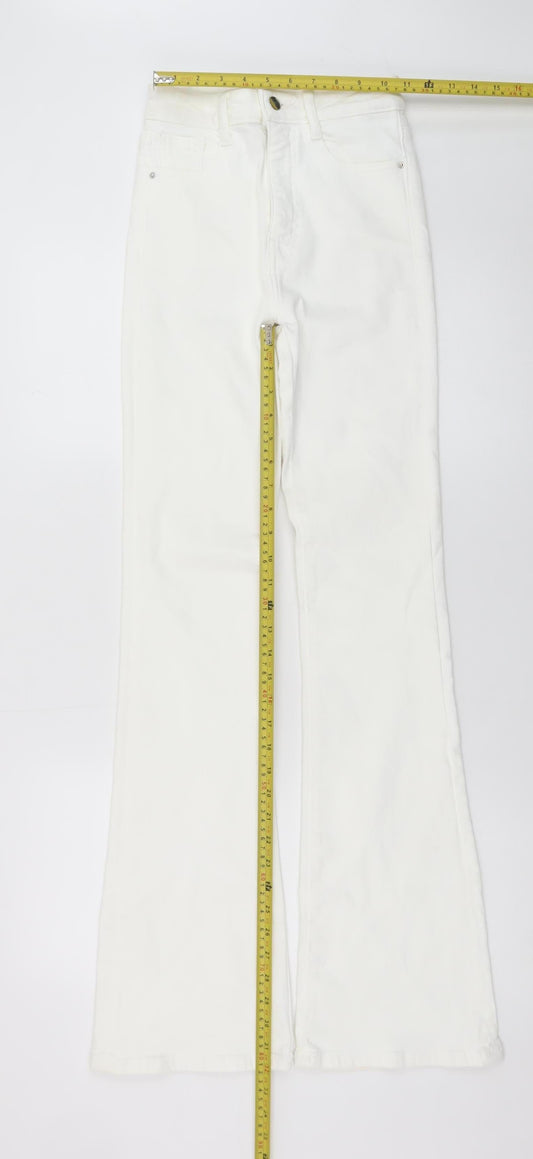 ZARA Women's White Flared High-Rise Jeans Size 6