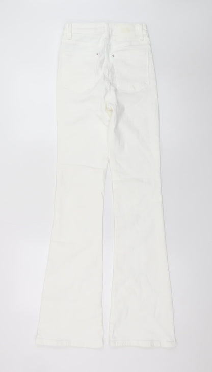 ZARA Women's White Flared High-Rise Jeans Size 6