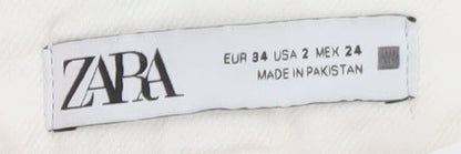 ZARA Women's White Flared High-Rise Jeans Size 6