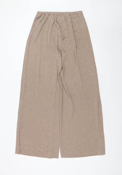 Gallery Womens Beige Wide-Leg Trousers Size S Elastic Waist