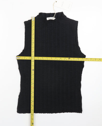 Cotton Club Women’s Black Sleeveless Mock Neck Stretch Tank Top Size S