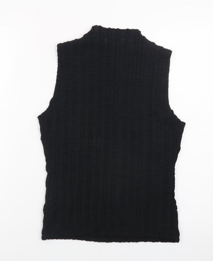 Cotton Club Women’s Black Sleeveless Mock Neck Stretch Tank Top Size S