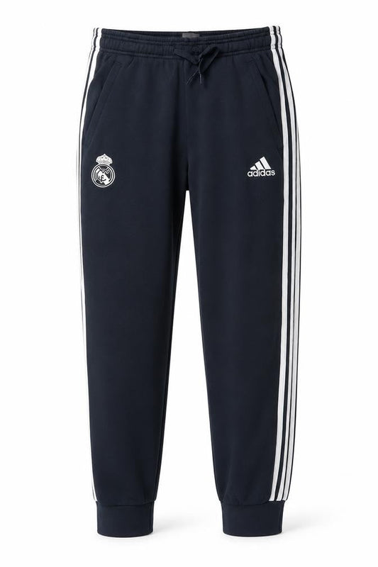 Front view of Adidas Men Black Jogger Real Madrid Sweatpants S Tapered Fit