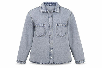 Boohoo Women Blue Denim Oversized Button-Up Jacket UK 16 Casual Style