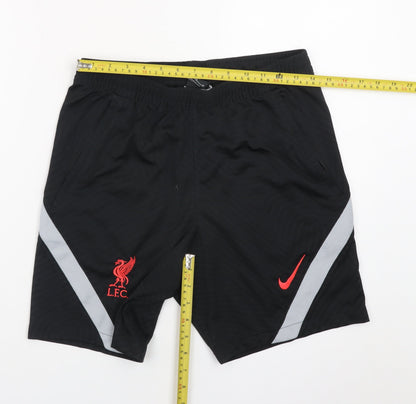 Nike LFC Men Black Dri-Fit Sports Shorts M Elastic Waist Football