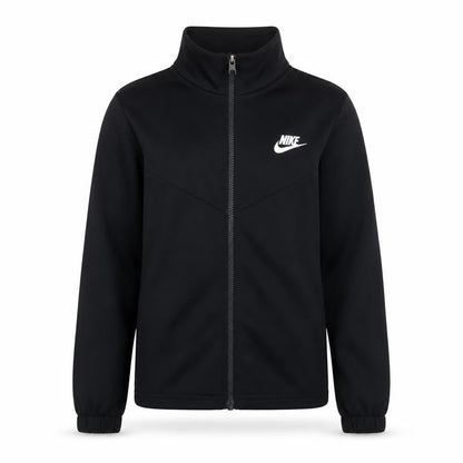 Front view of Nike boys’ black track jacket small 128-137cm full zip sportswear