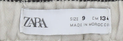 Zara Boys Beige Cargo Trousers 9 Years Elastic Waist Twill Pants