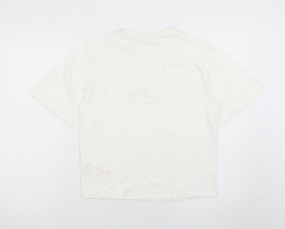 Chloé Women's Ivory Cotton Embroidered Logo T-Shirt Size 14