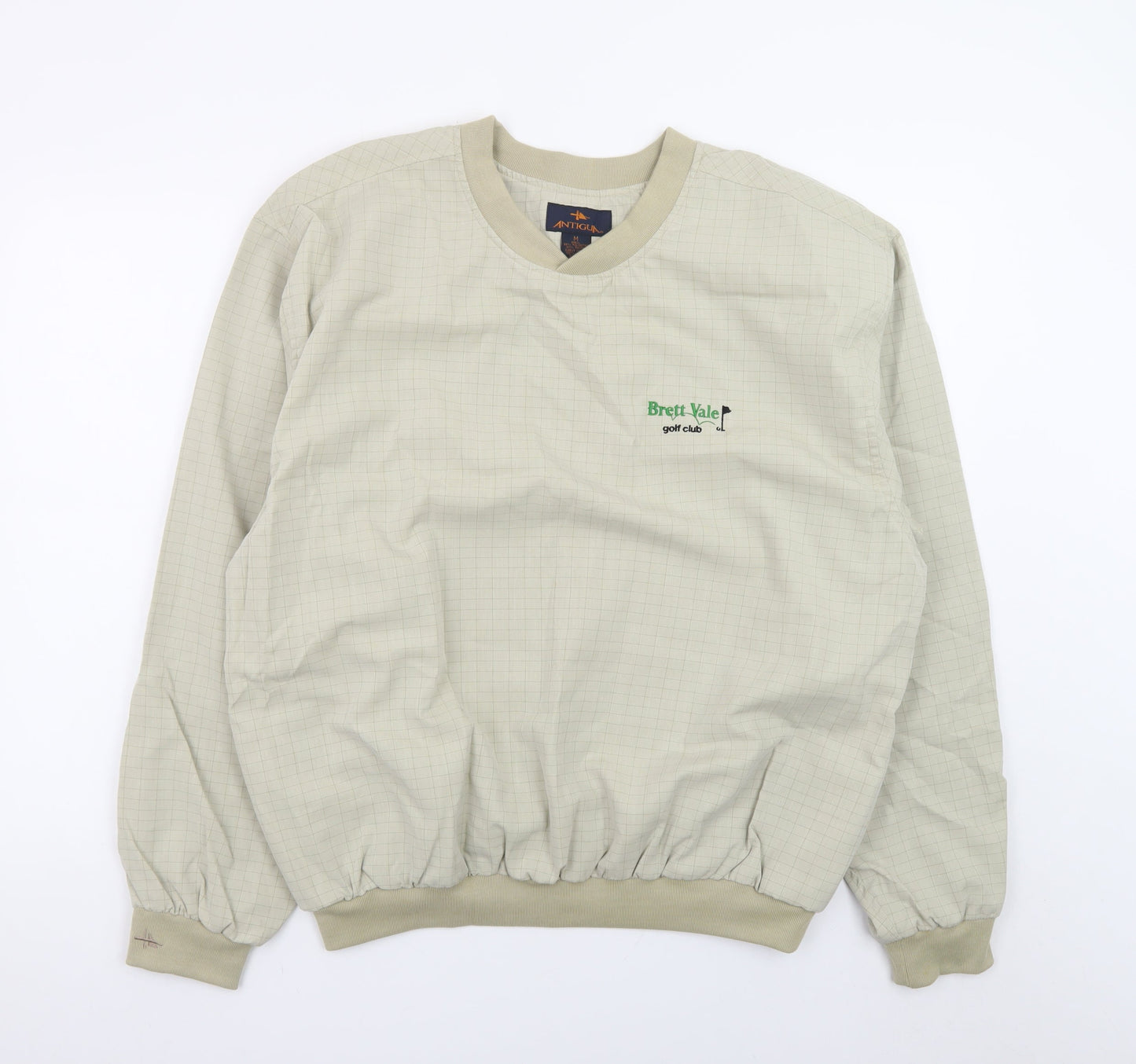 Antigua Men Beige Pullover Golf Sweatshirt M Crew Neck Sportswear