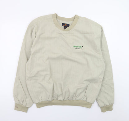Antigua Men Beige Pullover Golf Sweatshirt M Crew Neck Sportswear