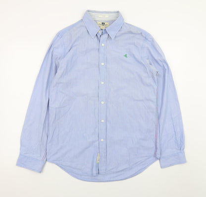 Club Room Men's Blue Striped Button-Up Long Sleeve Cotton Shirt M