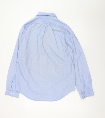 Club Room Men's Blue Striped Button-Up Long Sleeve Cotton Shirt M